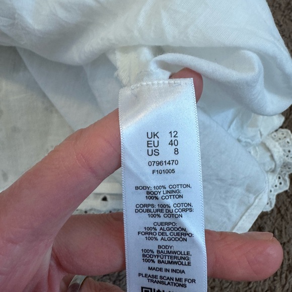 ASOS White Broderie Anglaise Dress Fit Flare Mini Square Neck Cotton 8 NEW - Picture 3 of 9